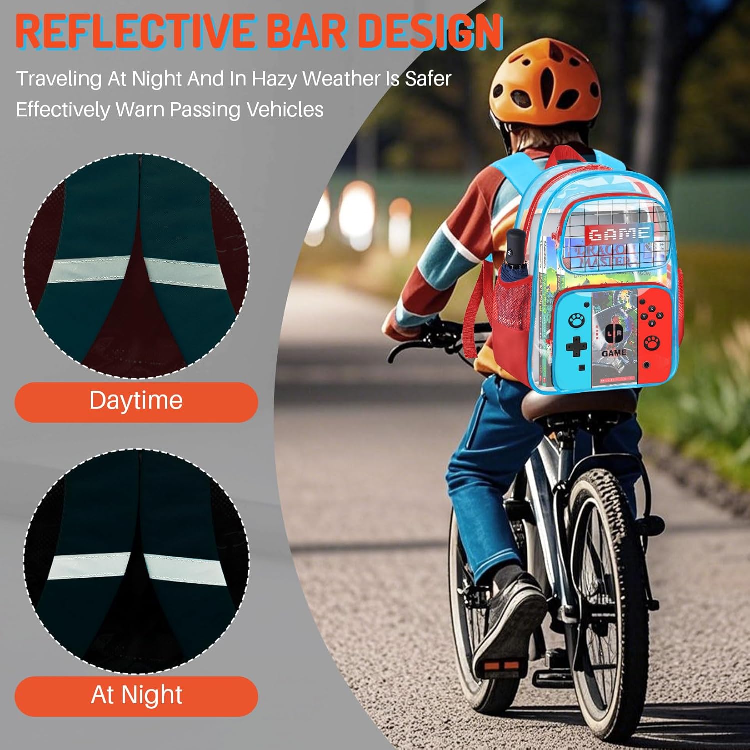 Kids Clear Backpack for Boys - Gamer Boys Clear Backpacks for School,Heavy Duty PVC Transparent Bookbag with Multiple Pockets - Large Capacity See Through Bookbag for Stadium Events - Image 5