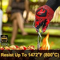 Vista 2 de Guantes Quwin para barbacoa Rojo