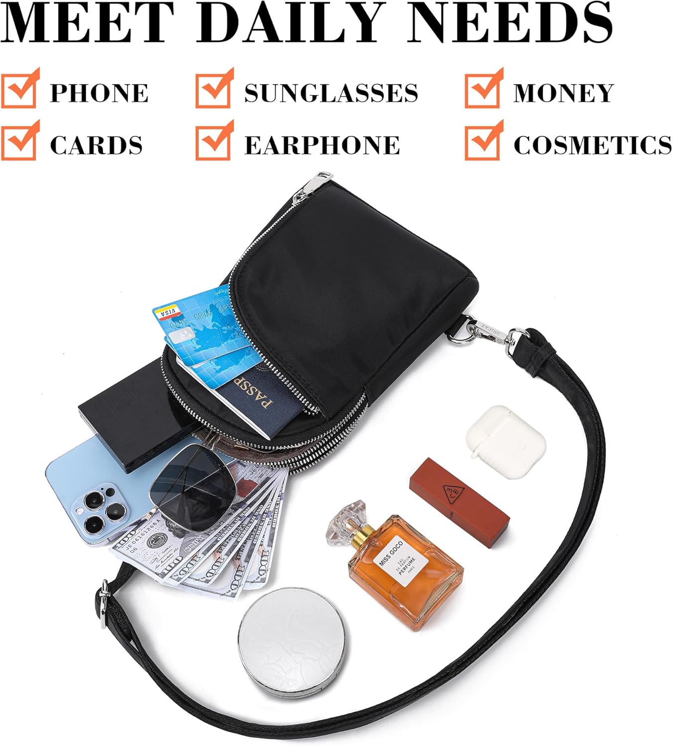 INICAT Nylon Crossbody Sling Bags For Women Small Cross Body Fanny Pack Phone Travel Purses Gifts - Image 6