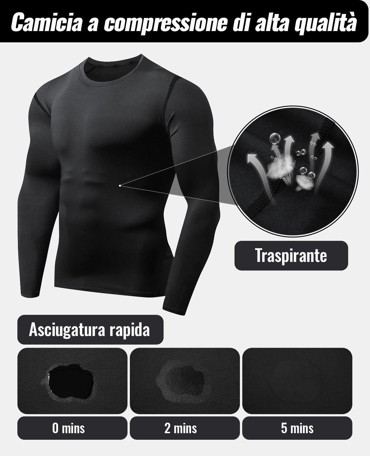 Niksa 3 Pezzi Fitness Palestra Completi Sportivi da Uomo Abbigliamento Sportivo,Compressivo Maglie e T-Shirt Pantaloni Collant a Compressione Vestiti