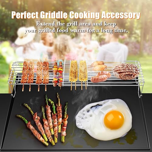 Miniatura 6 de Grisun Rejilla de calentamiento para parrillas Blackstone de 28 y 36 pulgadas, ajustable, accesorio de clip, accesorios de plancha Blackstone,