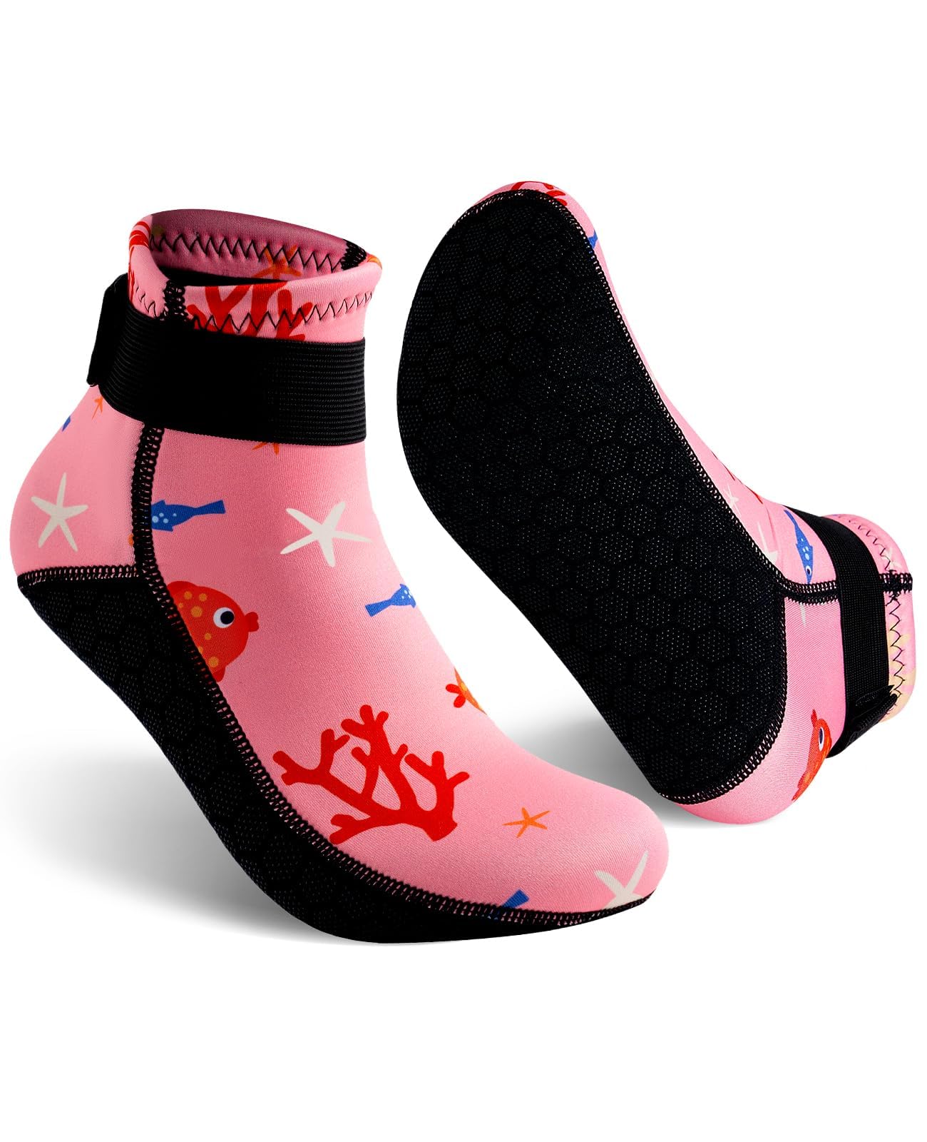 Gogokids Kids Neoprene Socks 3mm, Warm & Non-Slip Swim Socks with Velcro for Boys & Girls, for Beach, Swimming & Water Sports