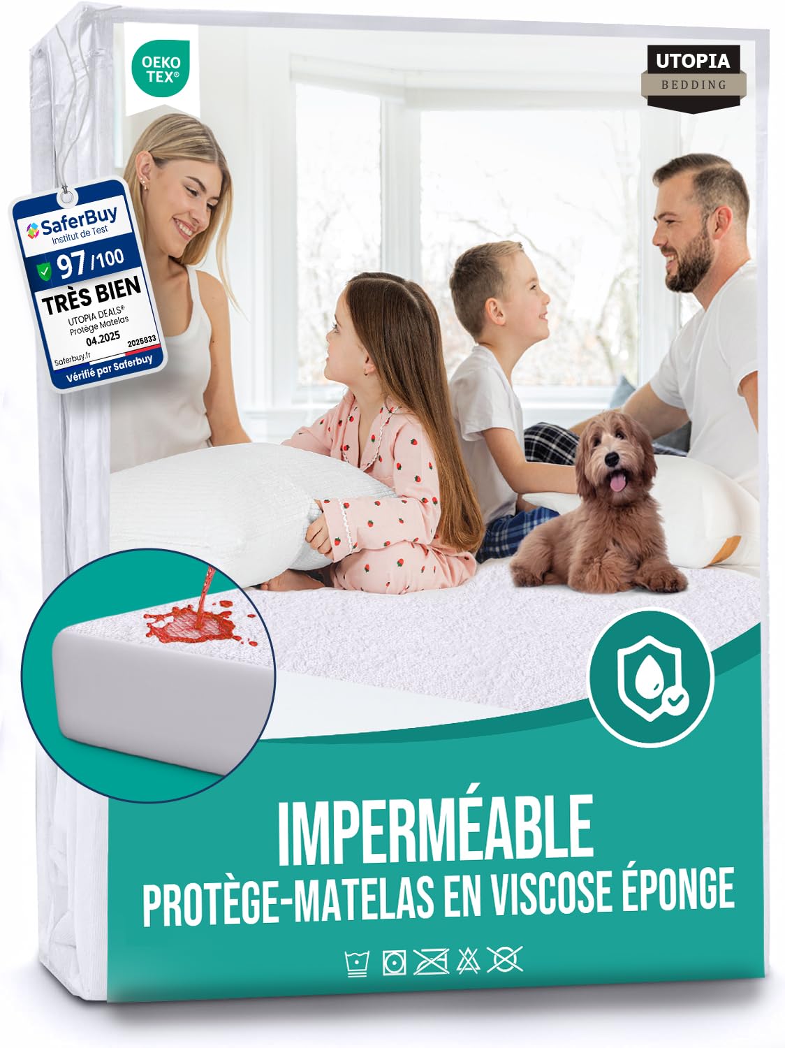Protège-matelas Utopia Bedding 160x200cm - Imperméable Et Respirant - Housse Élastique 30cm - Noir - Certifié Oeko-TEX
