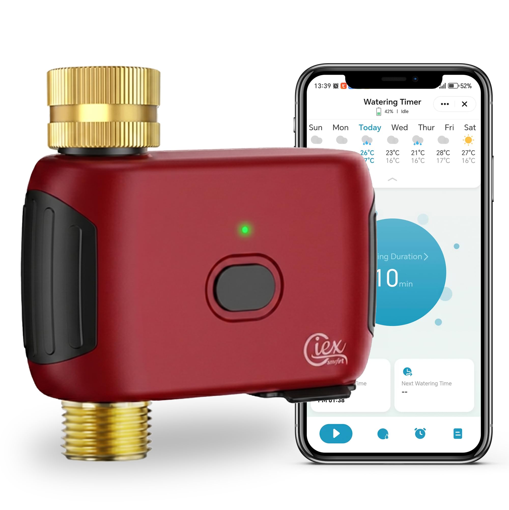 GIEX Timer nawadniania WiFi, inteligentny programator wody do kranu ogrodowego, kompatybilny z Alexa i Google Assistant, działa z aplikacją Tuya Smart Life, automatyczny system podlewania