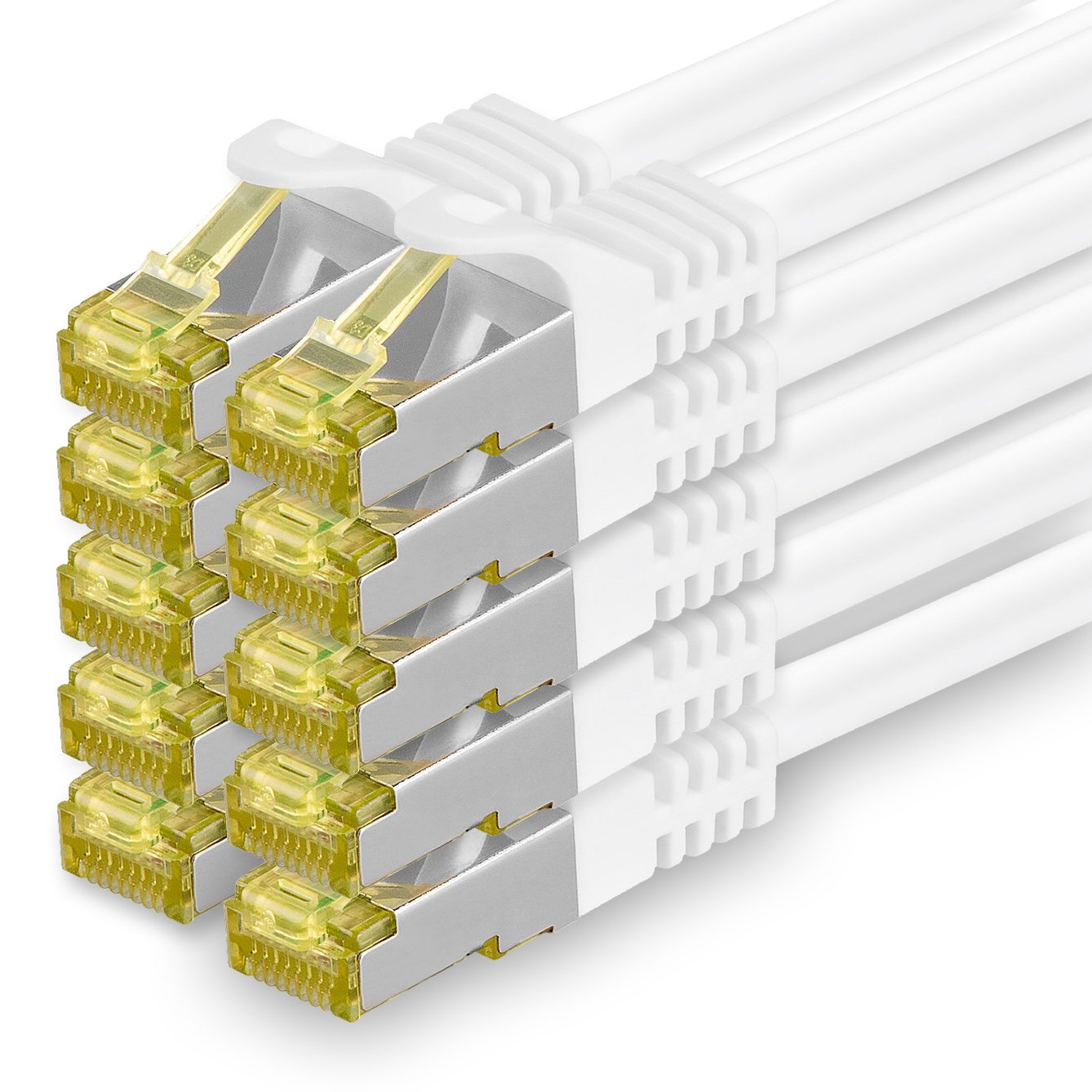 1aTTack.de Cat.7 Netzwerkkabel 0,5m Weiß 10 Stück Cat7 Ethernetkabel Netzwerk LAN Kabel Rohkabel 10 Gb s SFTP PIMF LSZH Set Patchkabel mit Rj 45 Stecker Cat.6a