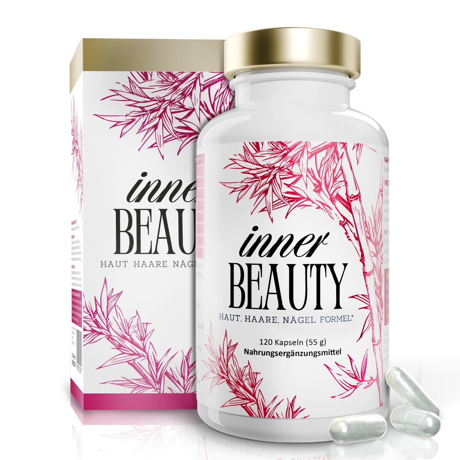 inner BEAUTY | Haut Haare Nägel Formel für die Frau | 120 Kapseln Haarvitamine, Biotin hochdosiert, Silicium aus Bambus Extrakt | 5000µg Biotin, Komplettversorgung Zink Selen | Haarvitamine