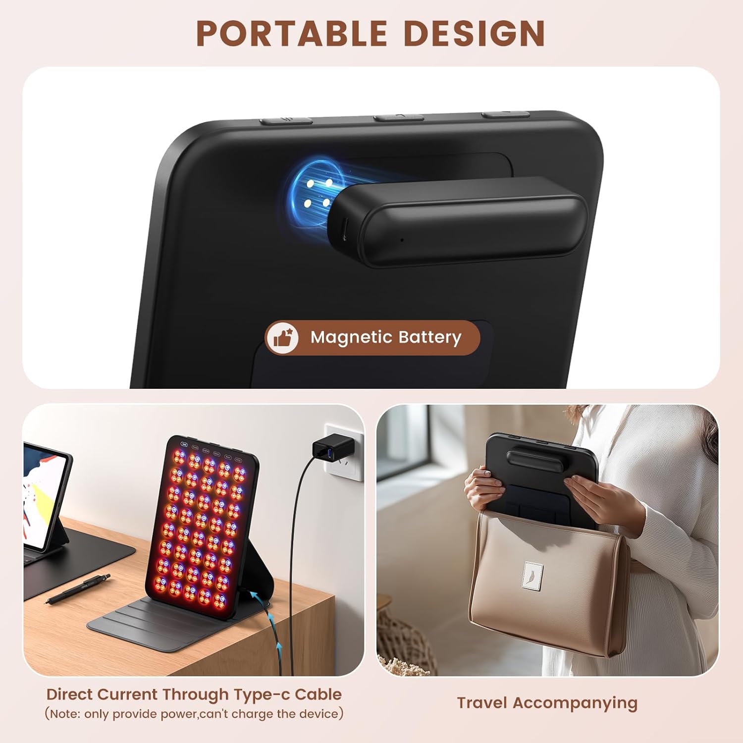 INTEO Red Light Therapy for Face and Body, Portable Red Light Therapy with Protective Goggles, 850nm Infrared Red Light Therapy with 6 Modes