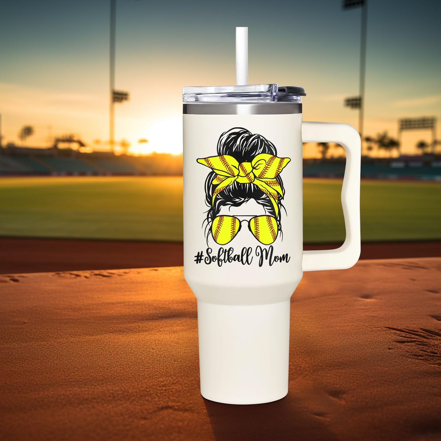 Softball Mom Gifts - Softball Gifts For Mom From Son, Daughter, Boy, Girl, Kids, Friends - Softball Birthday Gifts For Mom - Christmas Softball Presents For Mom - Softball Mom Tumbler With Handle 40oz - Image 6