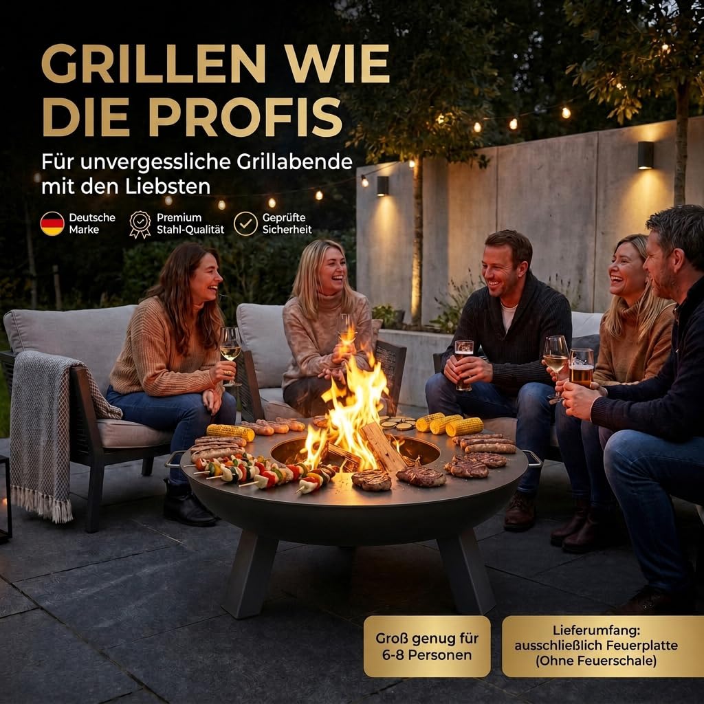 Plancha Ø 60 cm Feuerring Feuerplatte Grillring für Feuerschale, Feuertonne - Grillplatte aus Stahl 4mm Dick (Lieferumfang 1x Plancha ohne Feuerschale)