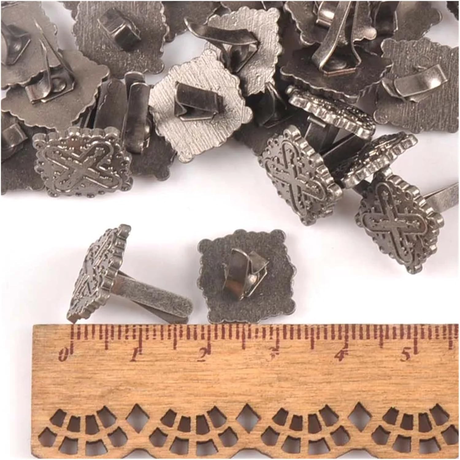 30pcs Silver Round Square Vintage Brads for Scrapbooking DIY Metal Fastener Crafts Home Decor