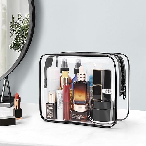 Miniatura 6 de Wedama Bolsa de aseo transparente, bolsas de cosméticos con cremallera, accesorios de viaje de aeropuerto, bolsas de maquillaje de PVC para viajes,