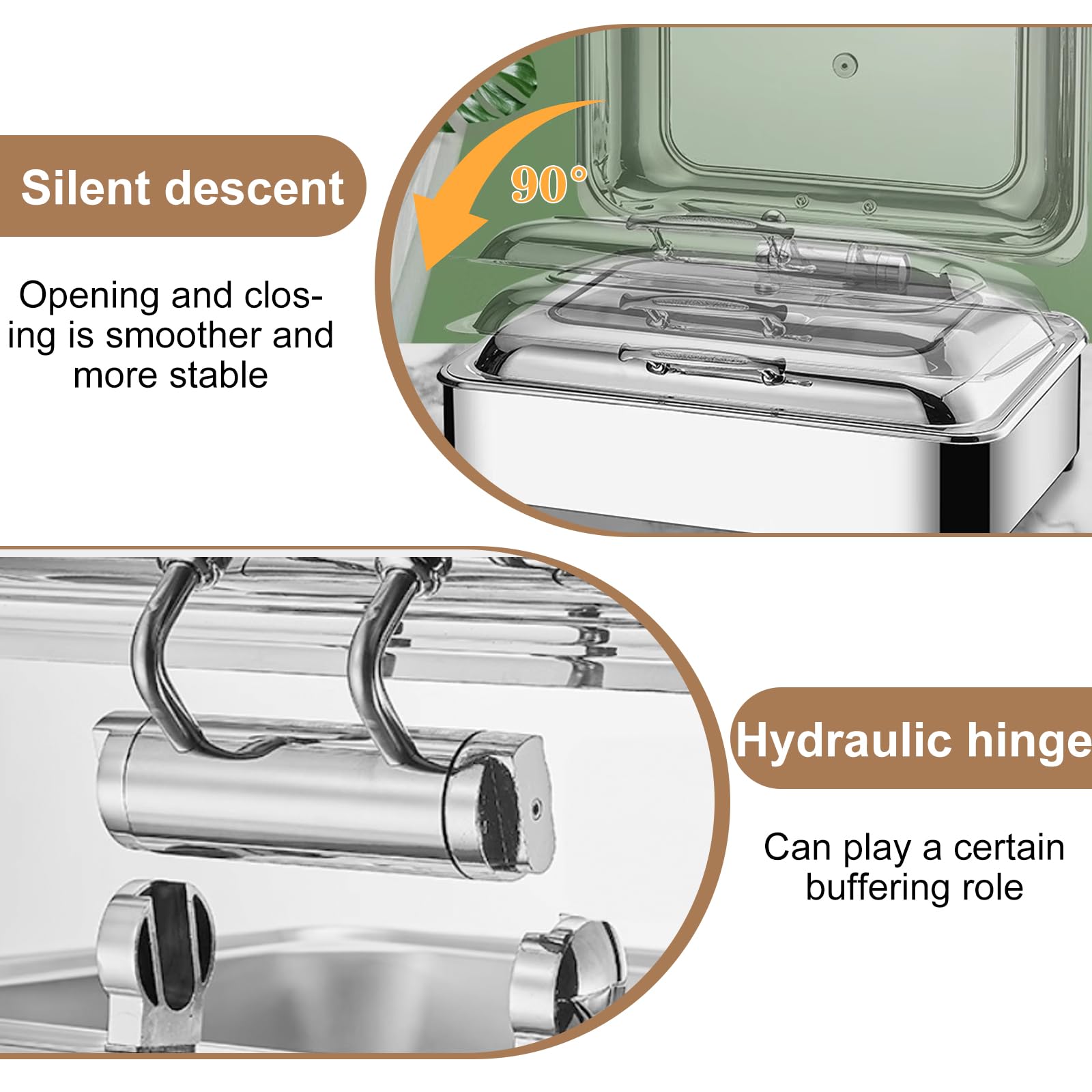 Chafing Dish Elettrico Professionale, 9L Scaldavivande Elettrico per Buffet, Acciaio Inox Chafing Dish Buffet con Coperchio Trasparente, Temperatura Regolabile (1/1)