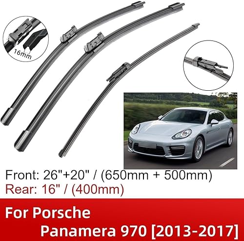 Miniatura 2 de Compatible con Porsche Panamera 970 2013-2017 26 pulgadas + 20 pulgadas + 16 pulgadas limpiaparabrisas delantero trasero cepillos cortador