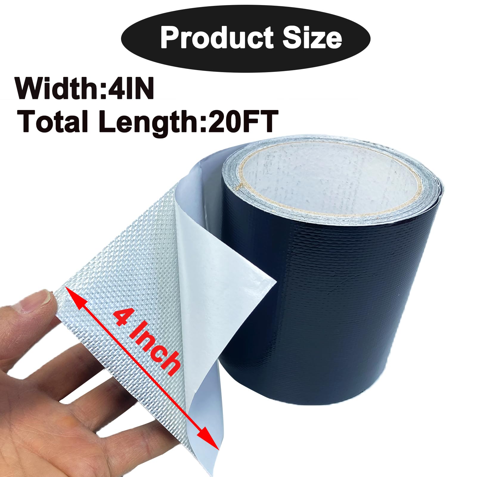 KAIHENG Awning Waterproof Repair Tape, 4IN x 20FT Heavy Duty Outdoor Canvas Tarp Patch Kit, for Tent Boat Covers, Canopy - Image 4