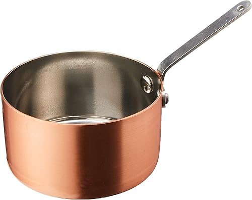 Winco dcwa-204C, 312pulgadas de diámetro x 2 H acero inoxidable Mini sartén con mango largo, de grado comercial en cobre cazo, olla pequeña Winco dcwa-204C, 312pulgadas de diámetro x 2 H acero inoxidable Mini sartén con mango largo, de grado comercial en cobre cazo, olla pequeña