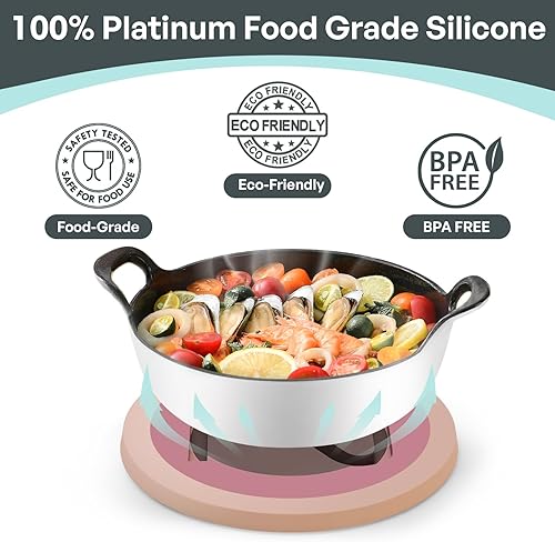 Miniatura 4 de NEWITEE - Salvamanteles para platos calientes, salvamanteles de silicona sin BPA para ollas y sartenes calientes, almohadillas calientes de silicona