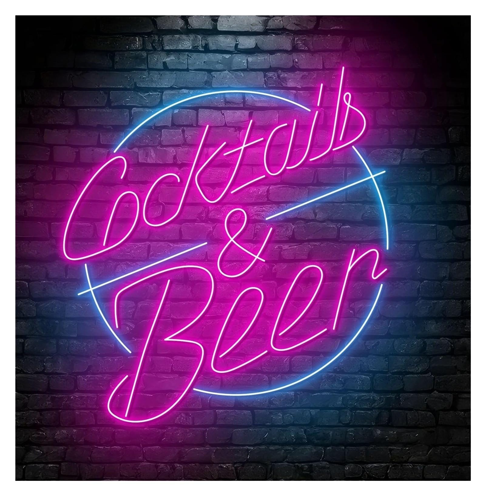 RONGCH Hanging Art Signs Cocktails&Beer Neon Sign Drink Bar Pub Liquor Home Wall Decor Storefront Window Display Business Entrance 58cm