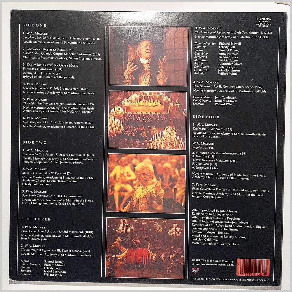 AMADEUS ORIGINAL SOUNDTRACK RECORDING NEVILLE MARRINER ACADAMY ST MARTIN IN THE FIELDS