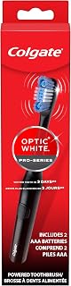 Colgate Optic White Pro Series Sonic Whitening Toothbrush - Battery Powered with Timer, Soft Bristles, Black