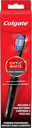 Colgate Optic White Pro-Series Cepillo de dientes blanqueador a batería con temporizador, suave, negro