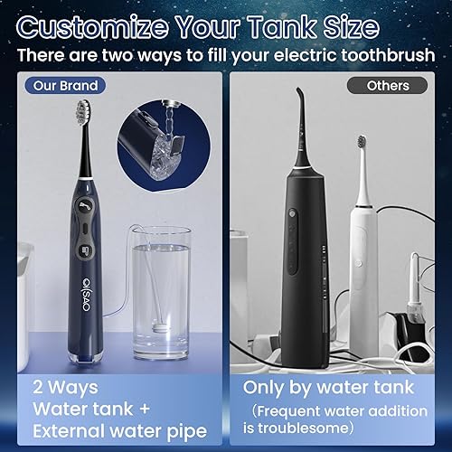 Miniatura 7 de Cepillo de dientes 3 en 1 con hilo dental, vibra y oscila 60, cepillo de dientes eléctrico con hilo dental de agua, equipa 5 cabezales de cepillo,