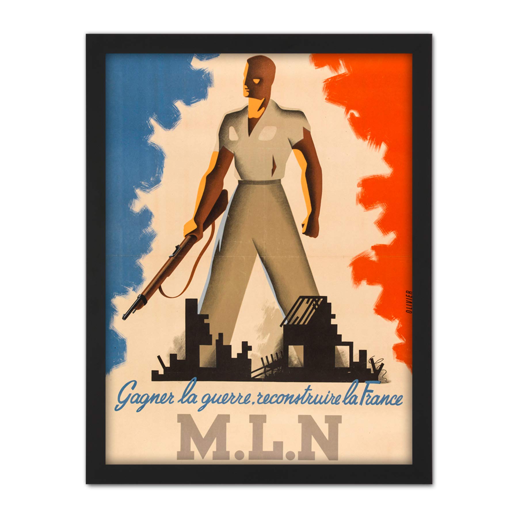 Olivier French Resistance MLN WWII Advert Large Framed Art Print Poster Wall Decor 18x24 in