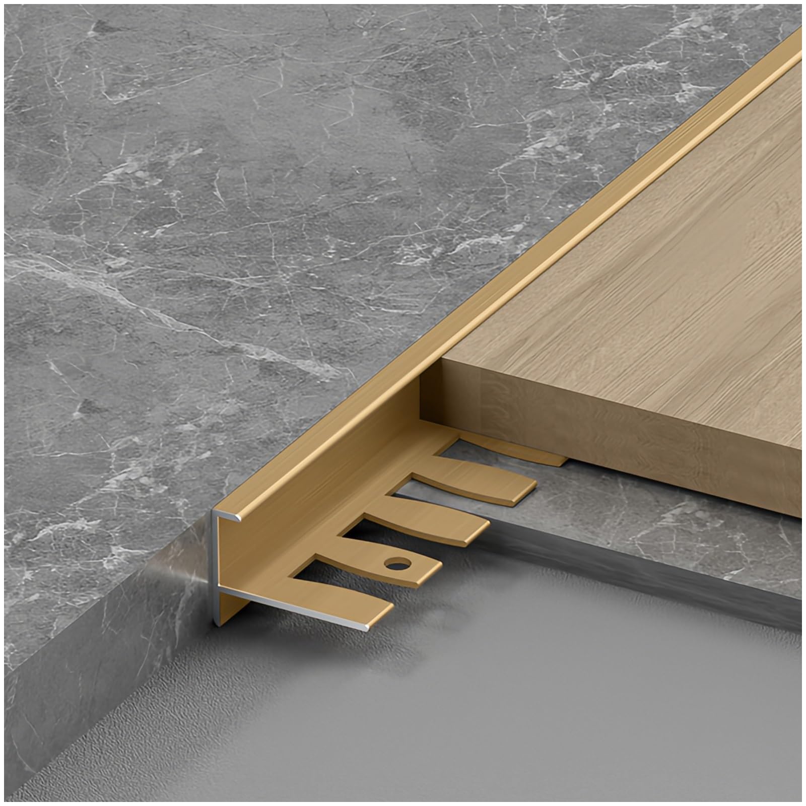 Floor Transition Strip, Laminate & Wood Flooring Section Divider Strip, Length 2.7m (3 * 90cm), for Joining Floor Gaps, Threshold, Floor Tiles(Gold,H 12mm x L 2.7m(90cm*3))
