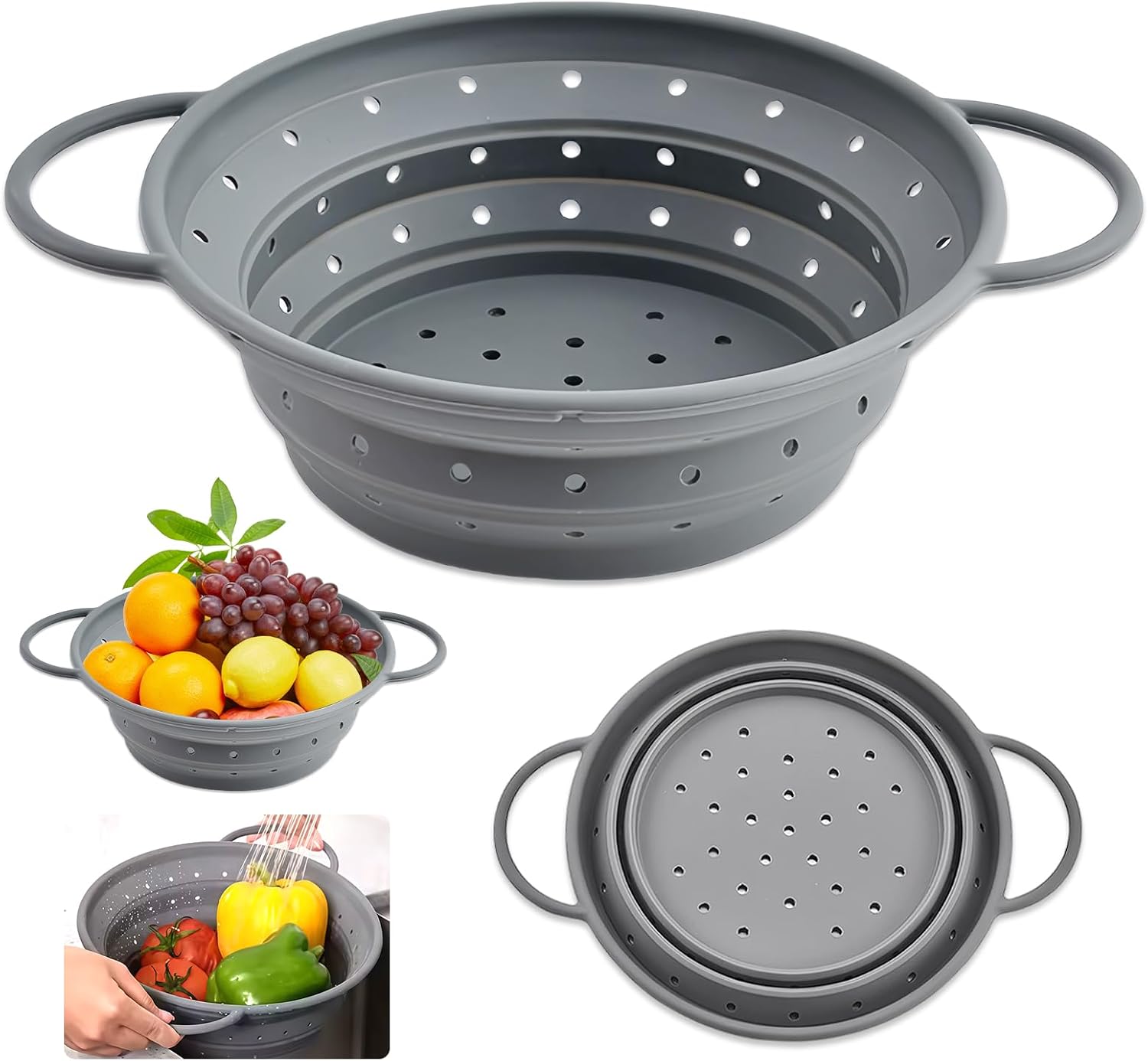 Sitko do makaronu, składane, 28 cm, składane sitko, odporne na wysokie temperatury, składane sitko, silikonowe sitko kuchenne, nie zawiera BPA, warzyw i owoców, odporne na wysokie temperatury, nadaje