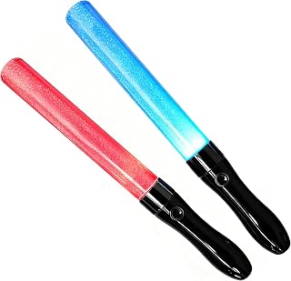 WeiGuoDianZi ペンライト コンサートライト 電池付き Led高輝度 7色カラーチェンジ サイリウム 7色変幻電鍍シルバーフリンジ蛍光ペンライト RGB高輝度光源 手動/自動切替 軽量 ライトスティッ コンサート/スティック//結婚式/花火大会/パーティー/お祭りなど適用，2本27cm-7色