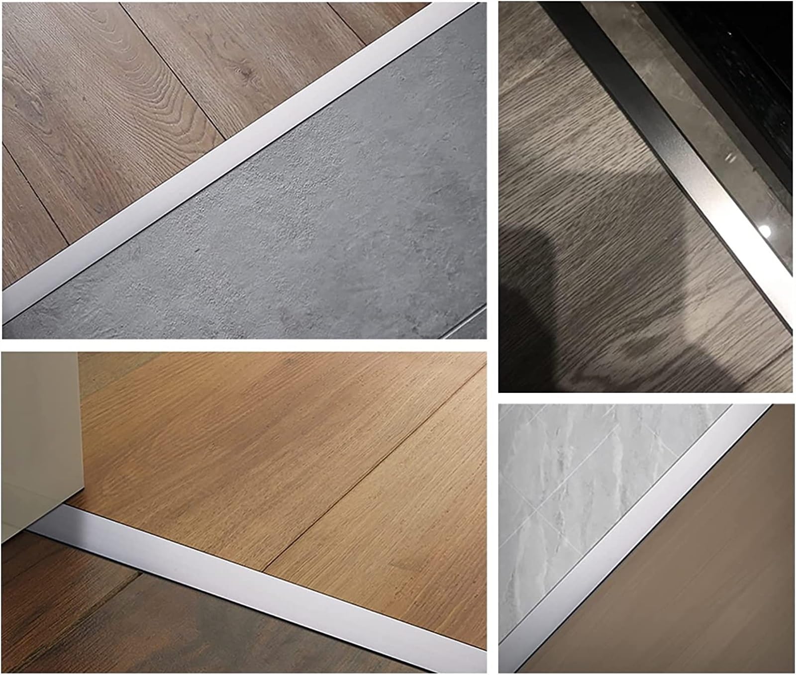 Profilo di Transizione, Striscia di Soglia, Rifinitura for bordi da pavimento a laminato in vinile, for la copertura di giunzioni tra piastrelle e legno, transizioni lisce(Silver)