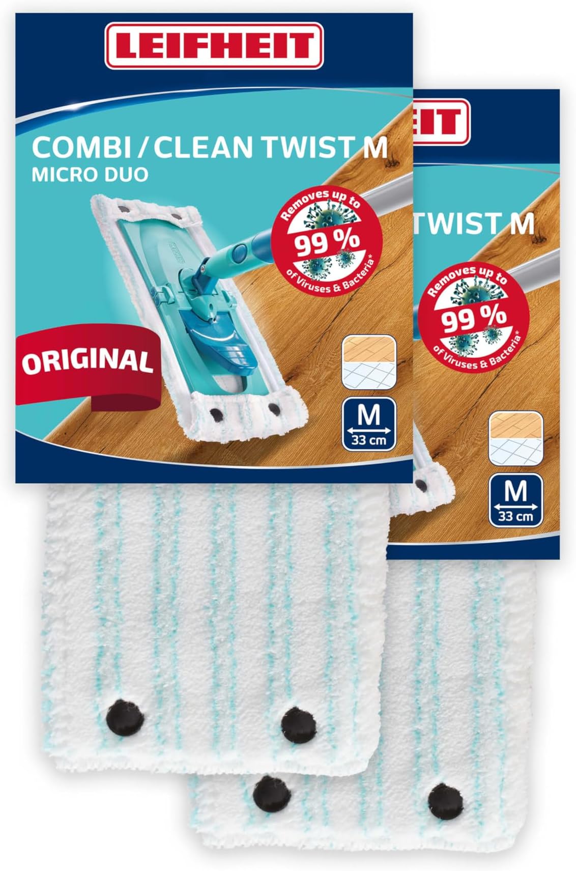 Replacement Wiper Covers Clean for Twist M Micro Duo Mop, Replacement Microfiber Mop Head, Cleaning Cover for Absorbent Floor Mop, 33 cm wide