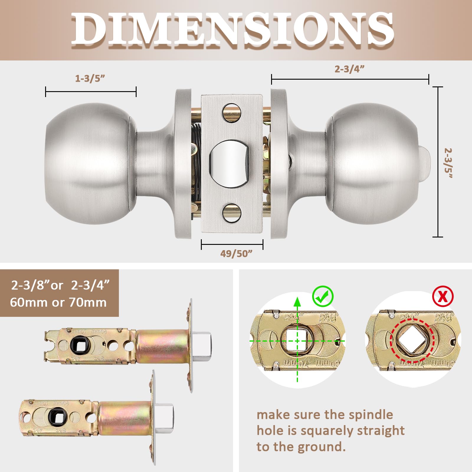Probrico Satin Nickel Door Knobs - 5 Pack -5