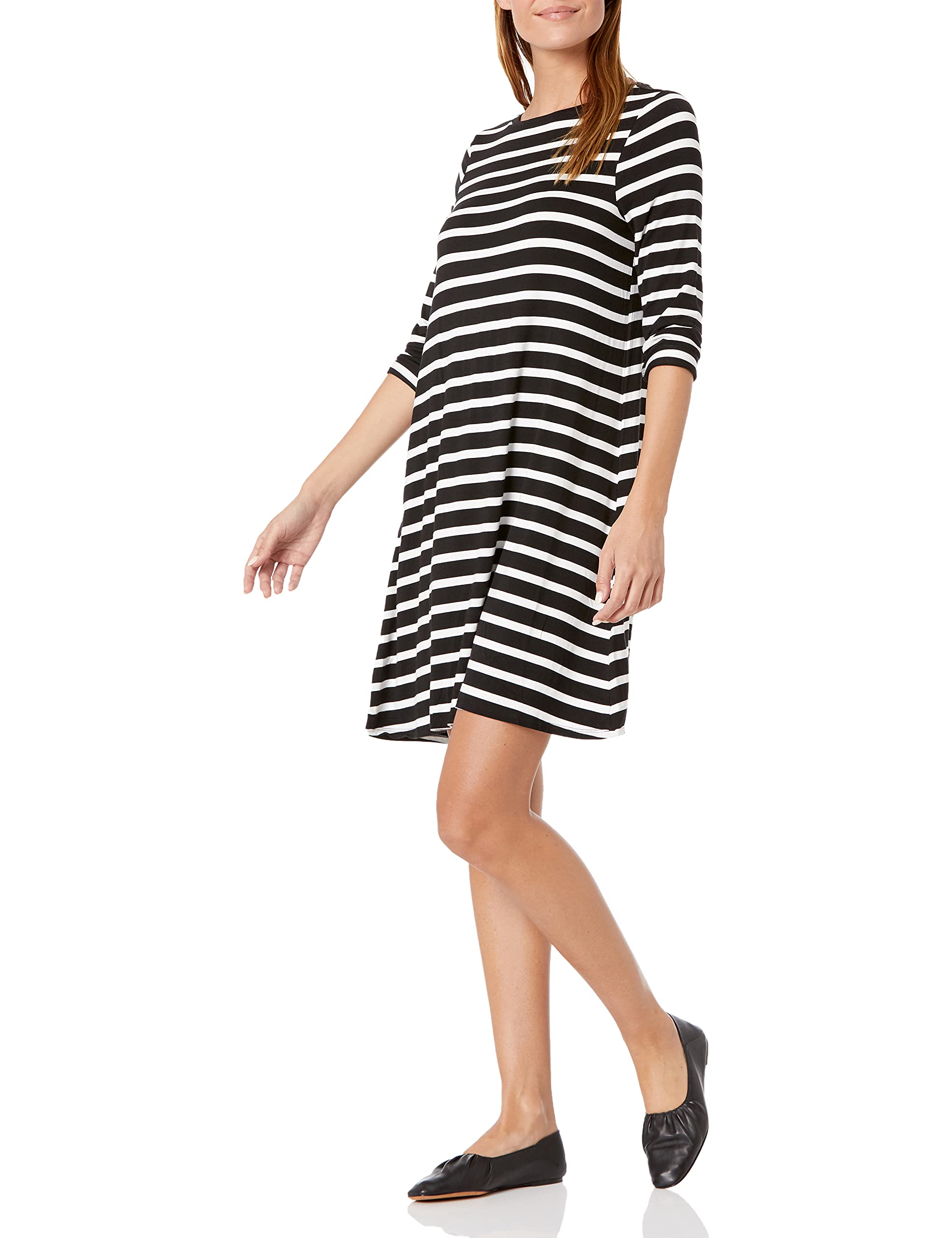Amazon Essentials Women's 3/4 Sleeve Boat-Neck Dress (Available in Plus Size)