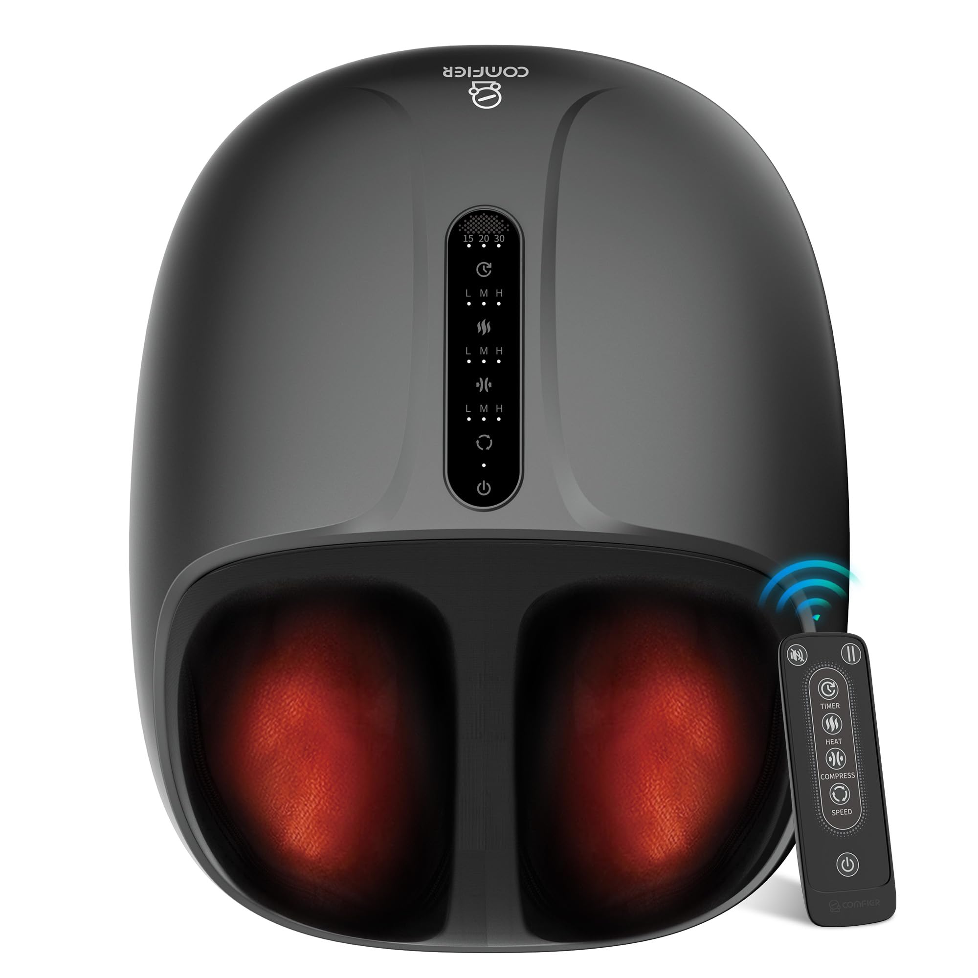COMFIER Shiatsu Foot Massager with Heat,Compression, Kneading & Rolling,Electric Feet Massager for Home Office Use,Remote Control,Christmas Gifts for Women & Men,Size Up to 15"