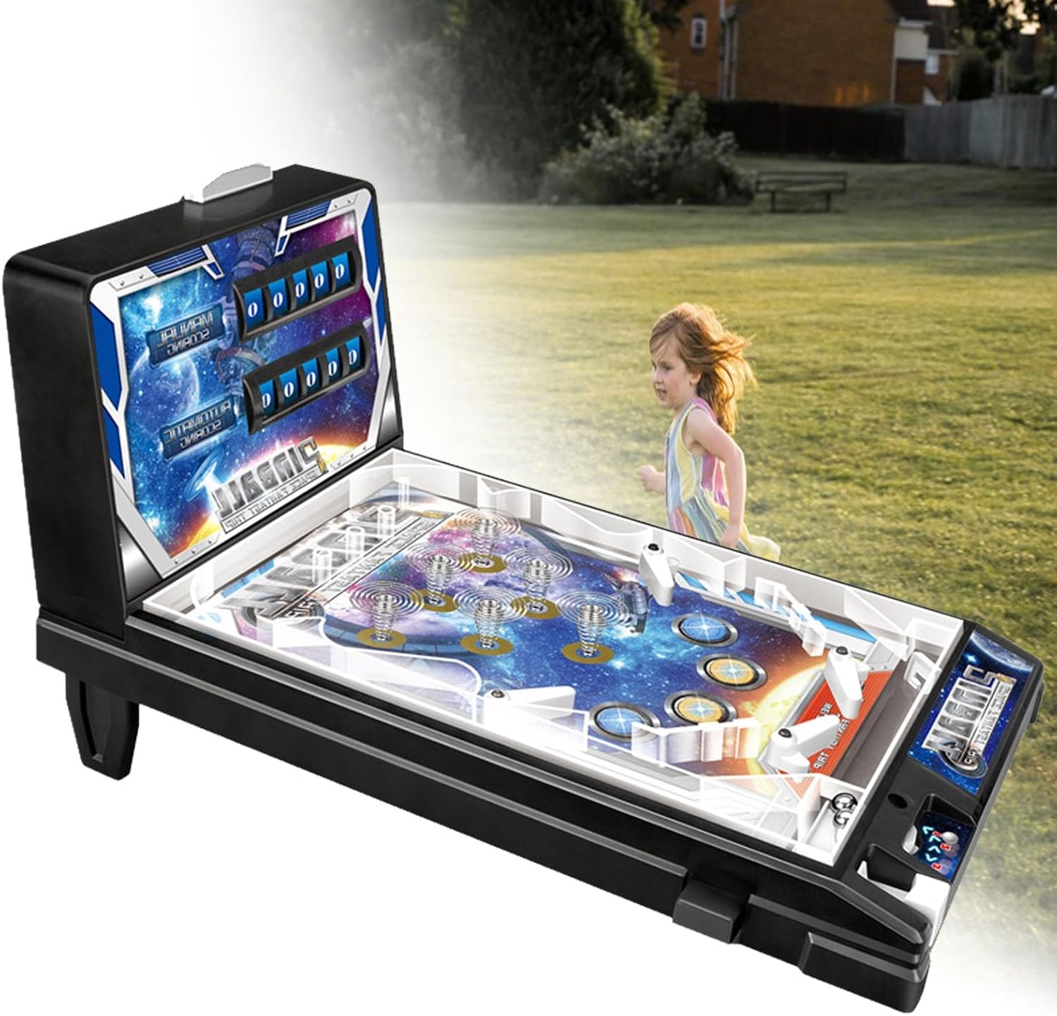 Exciting Arcade Pinball Machine Kit, Arcade Electronic Pinball Toy with Lights Sounds, Birthday Pinball Gifts Toy with LED Scoreboard, Desktop Pinball Shooting Game for Party Friend