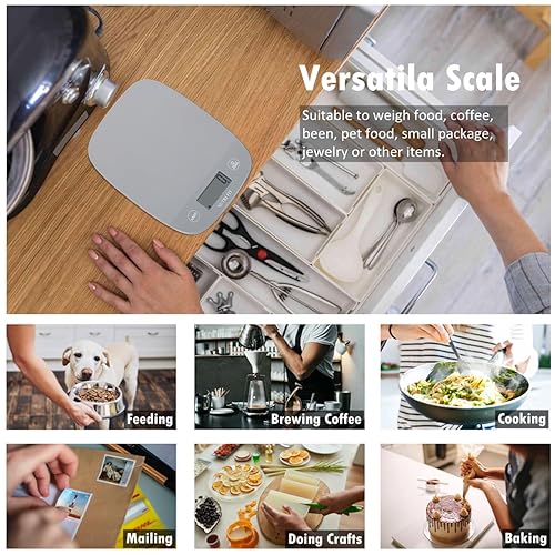 Miniatura 8 de NUTRI FIT Báscula de cocina, báscula de cocina, peso digital, gramos y onzas para hornear y cocinar, báscula de pesaje, control de porciones, máximo