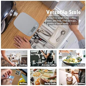 NUTRI FIT Ultra Thin Digital Kitchen Scale ABS Plastic, 5kg/11lb, 1g, Grey