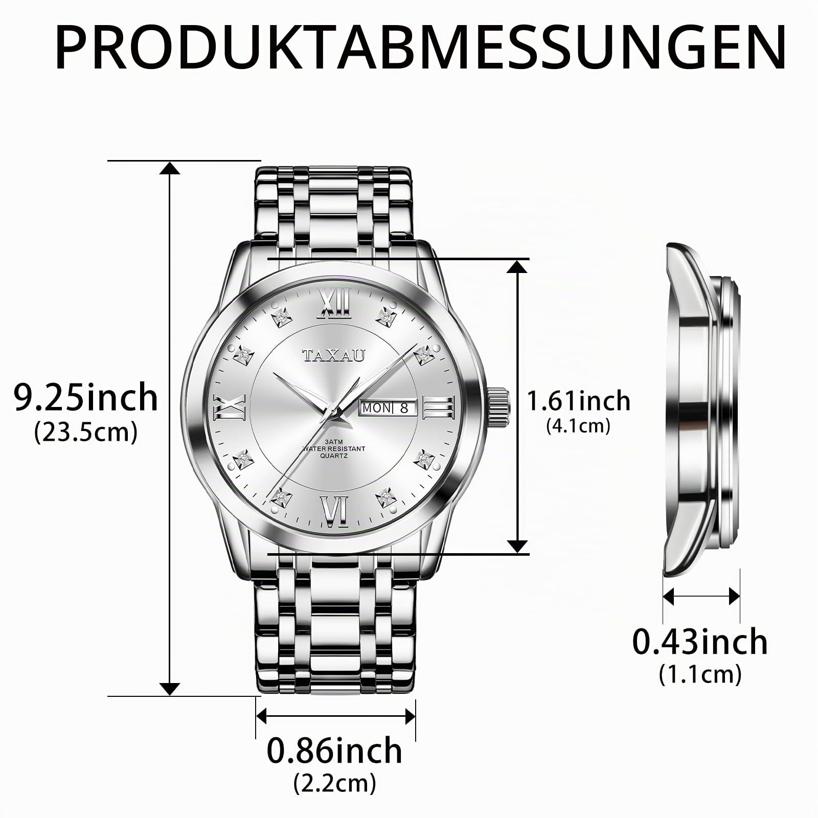 Taxau Armbanduhr Herren Chronograph Analogue Quartz Uhr Herren Edelstahl Wasserdicht Leuchtende Klassische Luxus Business Herrenuhren Geschenke für Männer