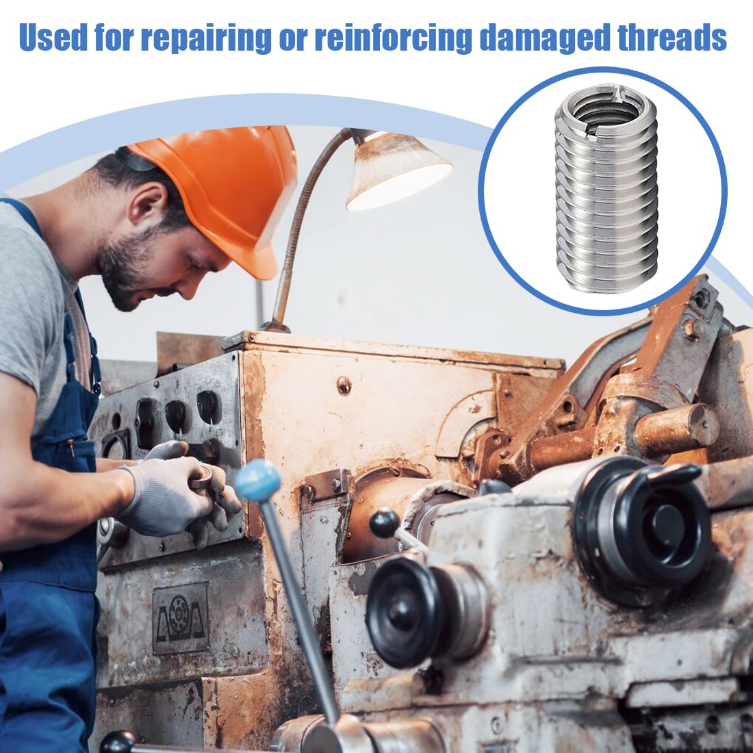 IKOPFLN 12 Pezzi Inserto Filettato, Interno M6 Esterno M8 Lungo 10mm Boccola Filettata, Inserti filettati, Boccole Filettate per Metallo per Automotive Turbina A Vapore Attrezzature Meccaniche