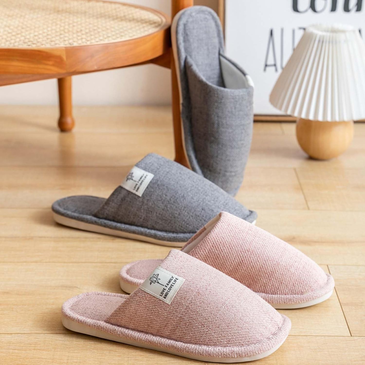 Colexy Women's Men's Slippers, Cotton Linen Comfortable and Breathable Material Indoor Slippers Washable Guest Slippers Autumn Winter Slippers for Hotel Casa Spa 7 71 U11oh5yL. AC SL1500