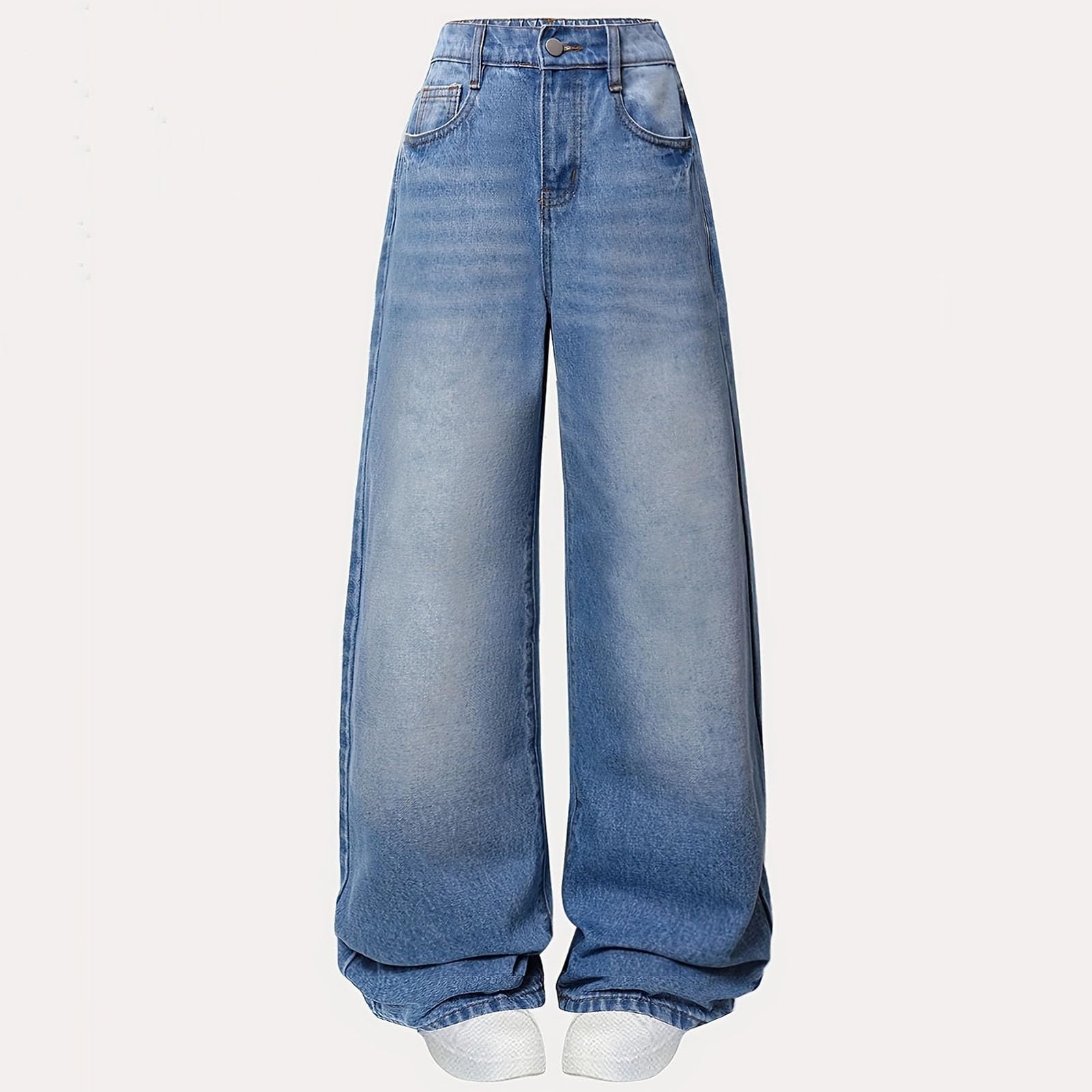 PantalóN NiñA-Pantalones Vaqueros Holgados De Pierna Ancha para NiñAs, Pantalones De Mezclilla con Cintura Alta EláStica, Lindos Pantalones con Lazo, Ropa De Calle Informal para NiñOs