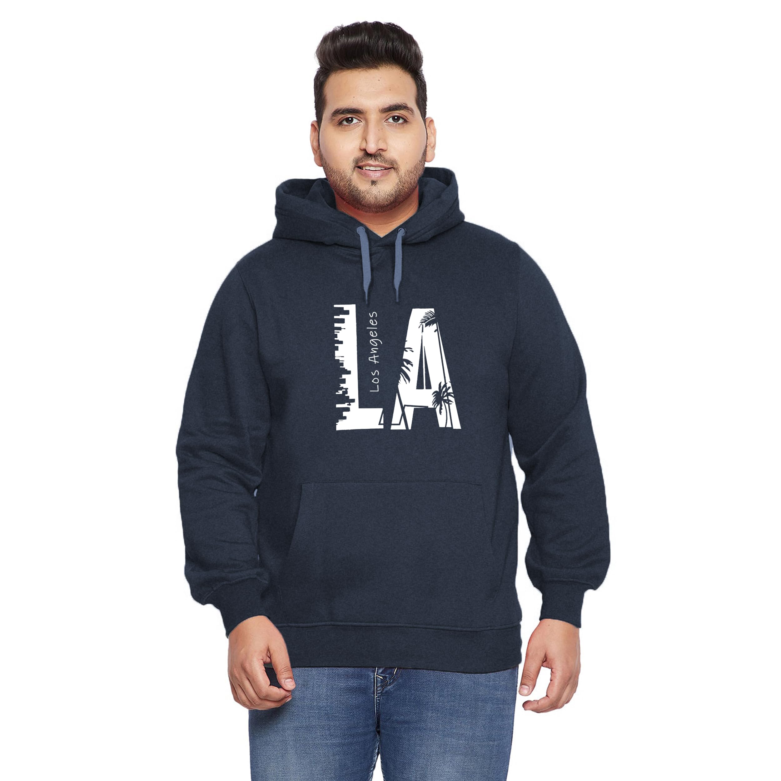 West Gate Clothing Plus Size Mens Cotton Hoodies,Hooded Sweatshirt | 100% Cotton Hoodies Plus Size Collection for Men | Los Angeles Printed Hoodie |-image-33