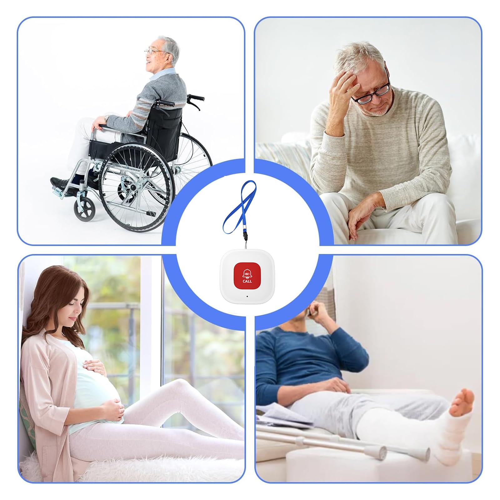 Bouton d'urgence Smart pour Seniors WiFi, Bouton d'urgence SOS Personnel, Appel d'urgence Domestique WLAN, Compatible avec Tuya Smart/Smart Life/Alexa pour Patients âgés, Enfants