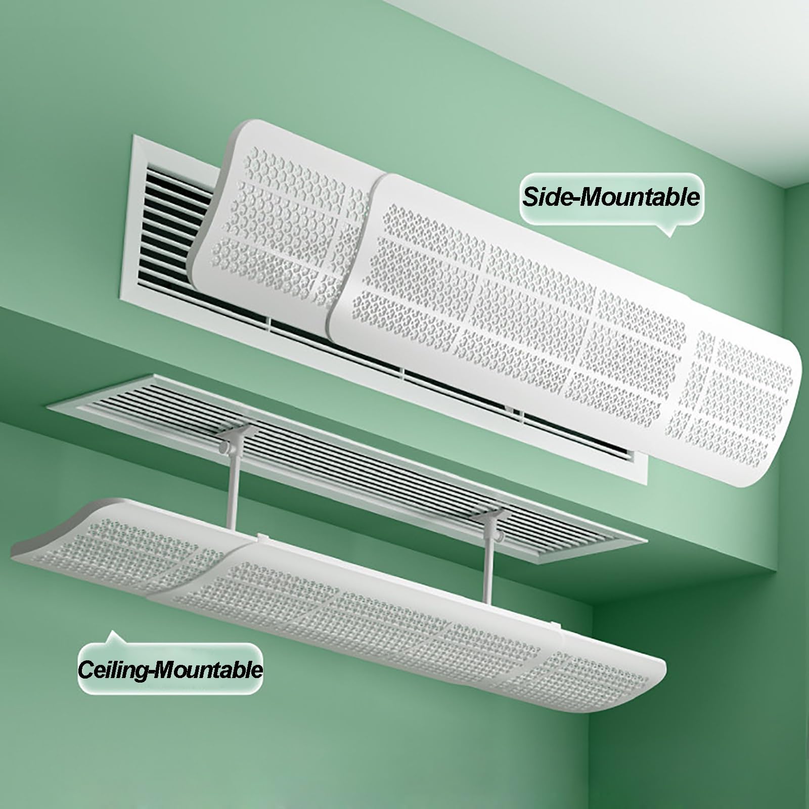 Deflettore Condizionatore Universale per Bocchette, Deflettore Aria Condizionata a Soffitto (Impianti Centralizzati), Evita il Flusso Diretto, Angolo Regolabile(57x19 cm/22x7 in)
