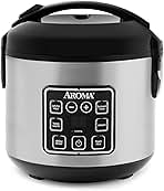 AROMA Digital Rice Cooker, 4-Cup (Uncooked) / 8-Cup (Cooked), Steamer, Grain Cooker, Multicooker, 2 Qt, Stainless Steel Exterior, ARC-914SBD