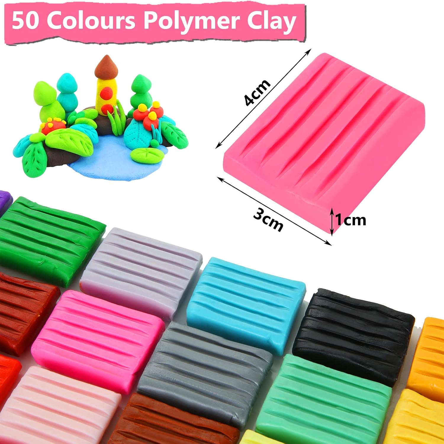 AKOLAFE Polymer Clay Set, Creative Modelling Clay Kit 50 Colours, Air Dry Clay kit, Oven Bake Soft Magic Clay, with Storage Box & Accessories Ideal DIY Gift for Art DIY Crafts - Image 3