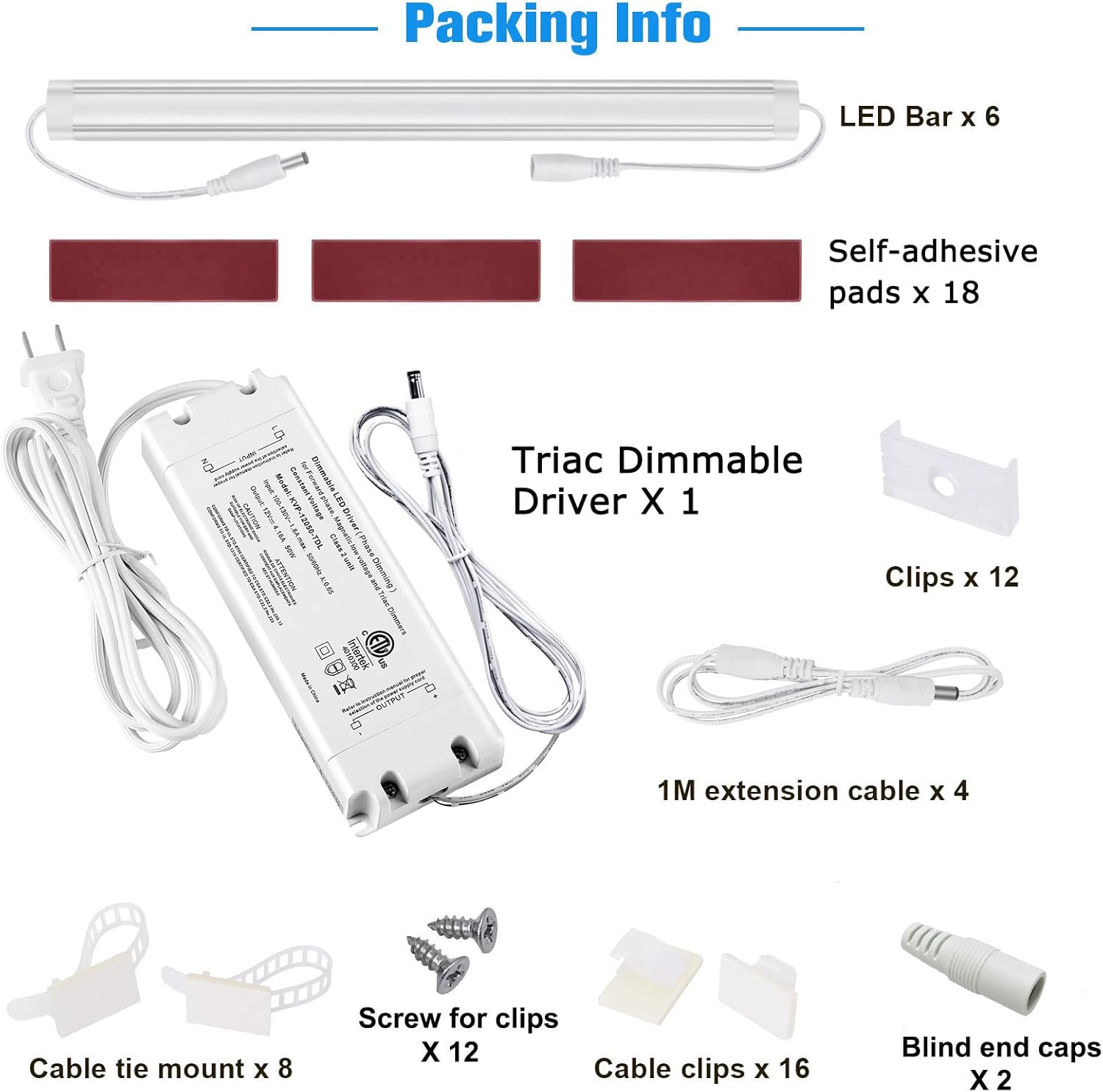 Litever Under Cabinet LED Lights Kit Dimmable by AC in-Wall Dimmer. Plug or Direct Wire LED Driver. Super Bright Linkable Lighting Strip for Kitchen Cabinets Counter. 35W 2000 Lumen. Warm White 3000K