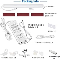 Vista 5 de Litever Kit de luces para debajo del gabinete, regulables por pared, regulador de corriente alterna, complemento, barras de luz LED de 12 pulgadas