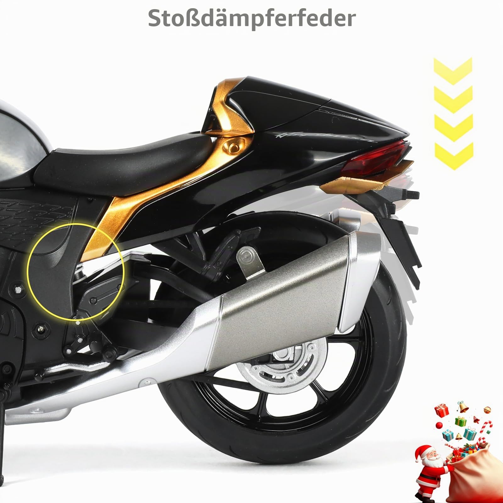 Druckguss Motorrad Modell kompatibel für Suzuki Hayabusa 1:9 Panigale V4 SP2 Motor Bike Spielzeug 1:9 Motorrad Spielzeug Geschenk Sammlung für Kind Erwachsene (schwarz)