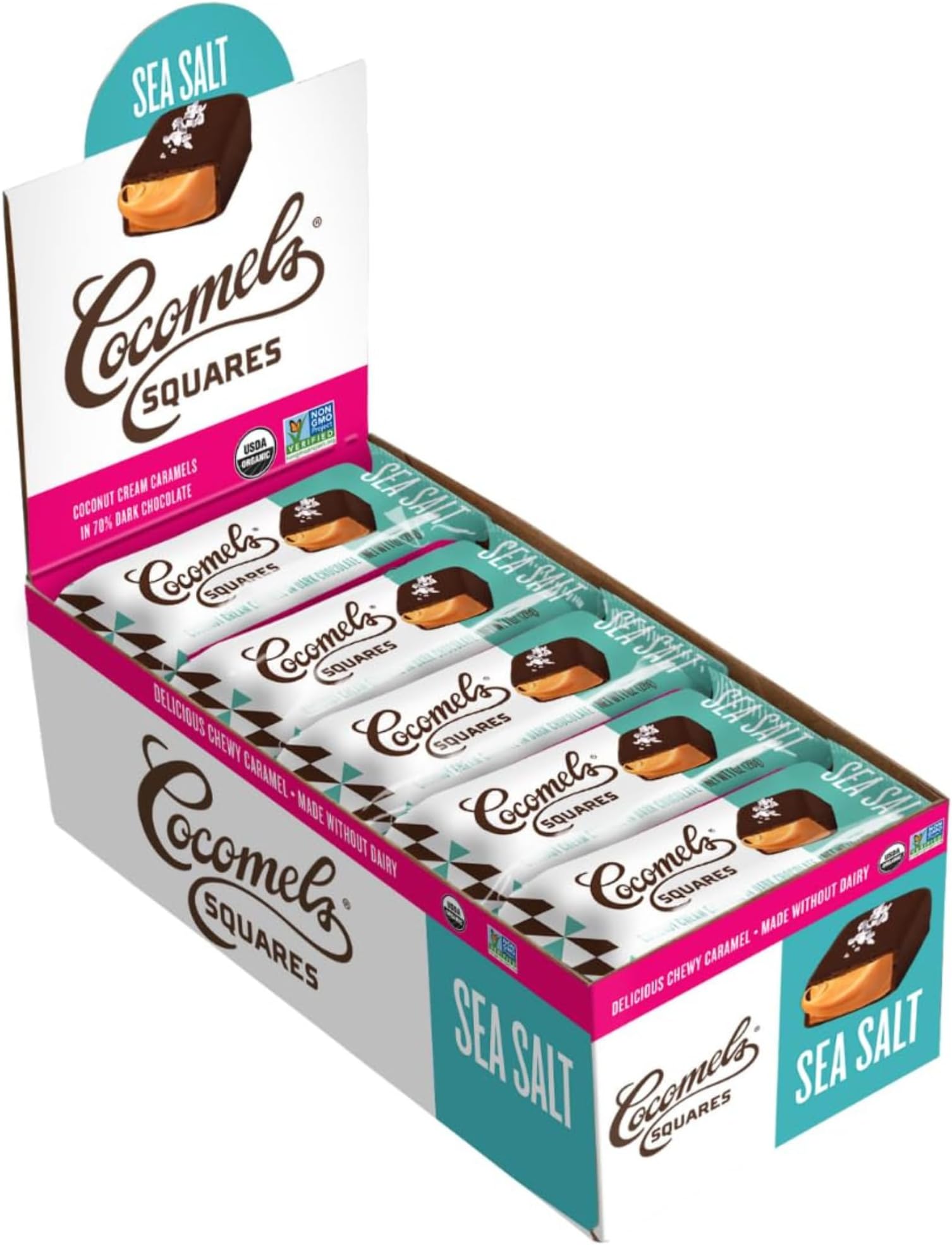 Cocomels, Organic, Chocolate Covered Coconut Milk Caramels, Sea Salt, 15 Units, 1 oz (28 g) Each